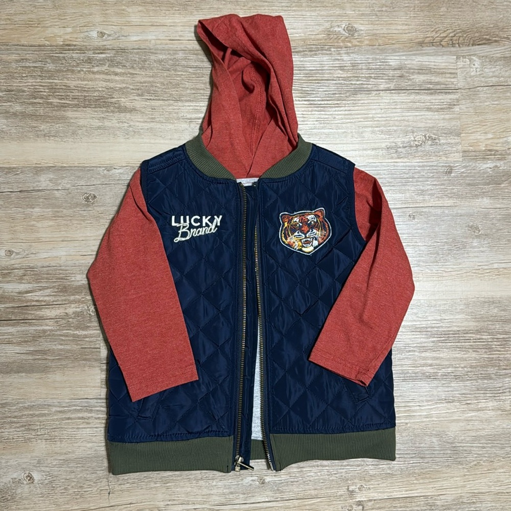 BOGO! Boys Lucky Brand vest and long sleeve hooded t shirt